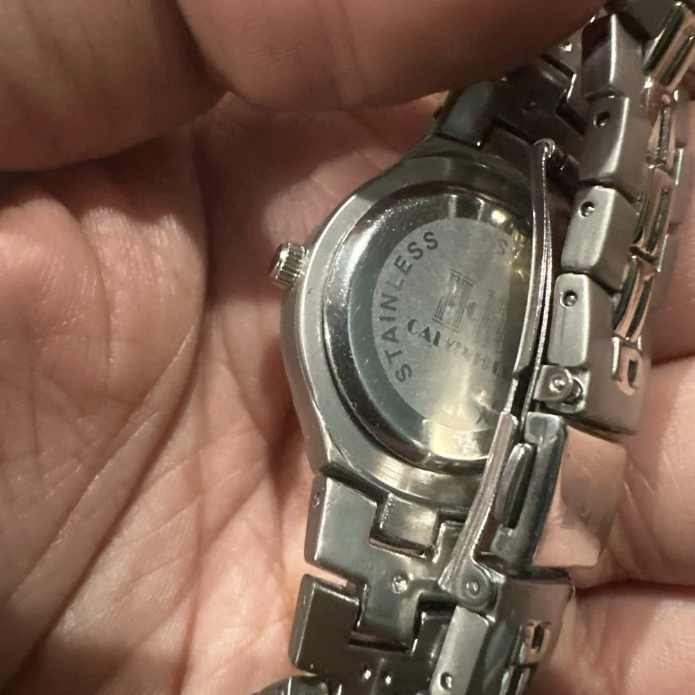 Working Calvin Hill Women's Silver Quartz Analog Watch 27mm Fit 8in -New Battery